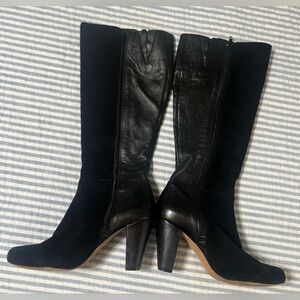 ANTONIO MELANI Knee High Black Suede and Leather Heeled Boots